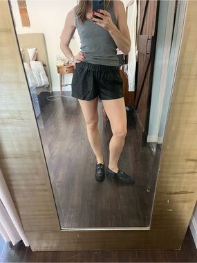 Rag & Bone Black Elastic-Waist Women’s Leather Shorts